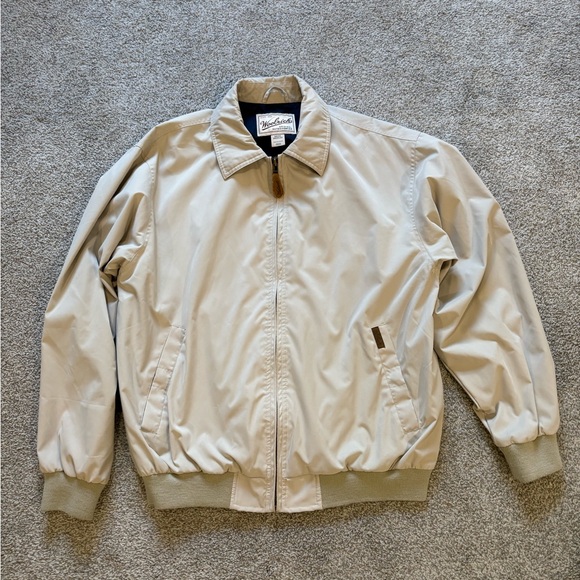 Woolrich Men's Vintage British Tan Windbreaker Jacket With Ear Warmer Collar - Picture 2 of 13